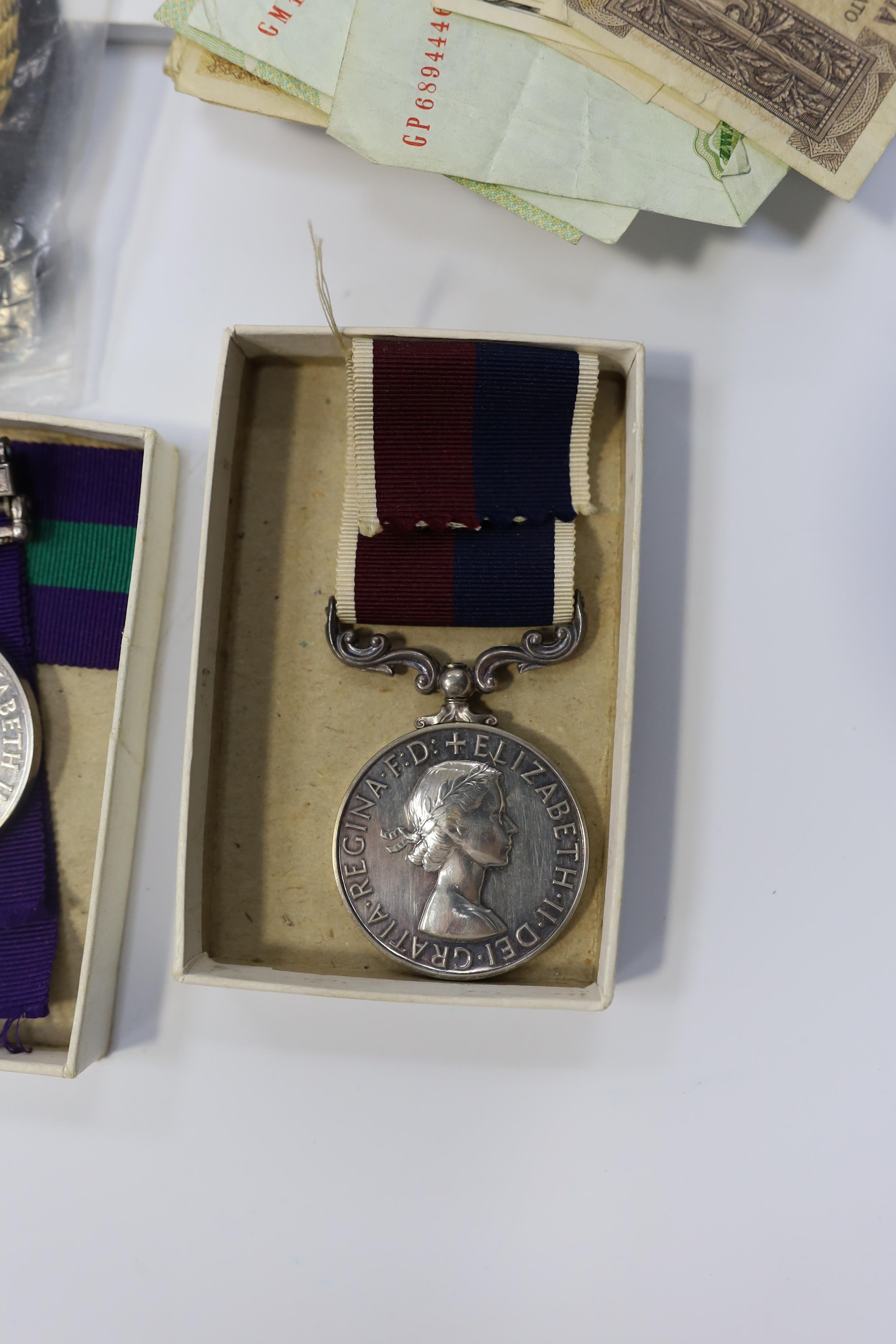 An ERII medal group awarded to SGT. Bertha Barke W.R.A.F. comprising; a General Service Medal with bar for Arabian Peninsula, a Long Service and Good Conduct Medal and a cased British Empire Medal for Meritorious Service